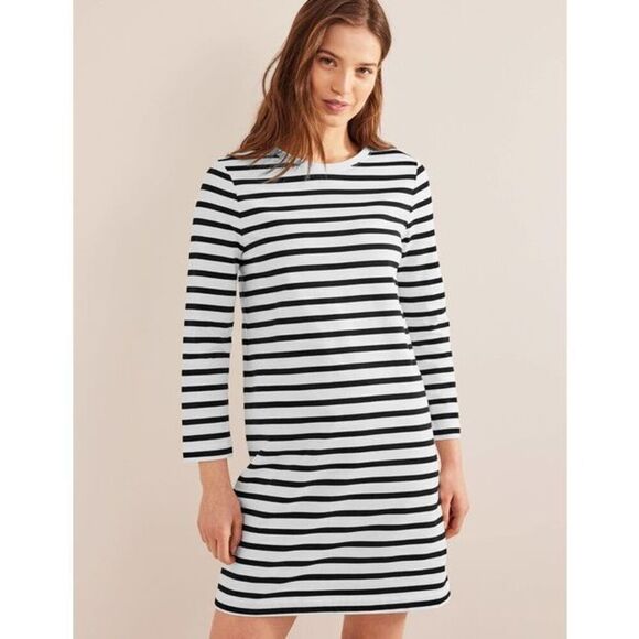 Boden Dresses & Skirts - Boden Jersey Mini T-Shirt Dress White Navy Breton Stripe Size US 10 Regular EUC